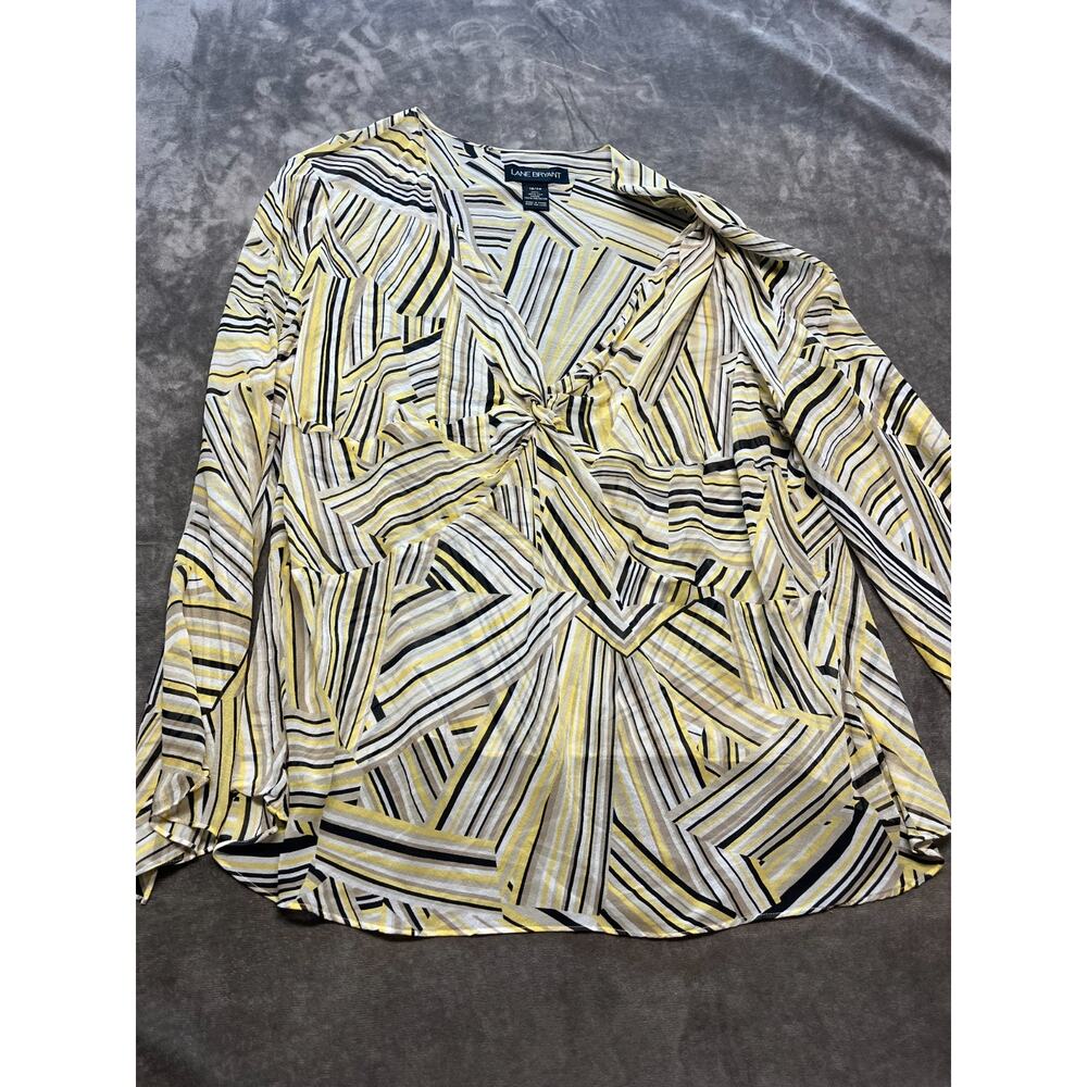 Lane Bryant Yellow Black Long Sleeve Batwing knot shirt 18/20